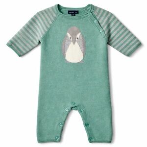 Gap Baby Knit Sweater Emerald Penguin Romper 0-3M